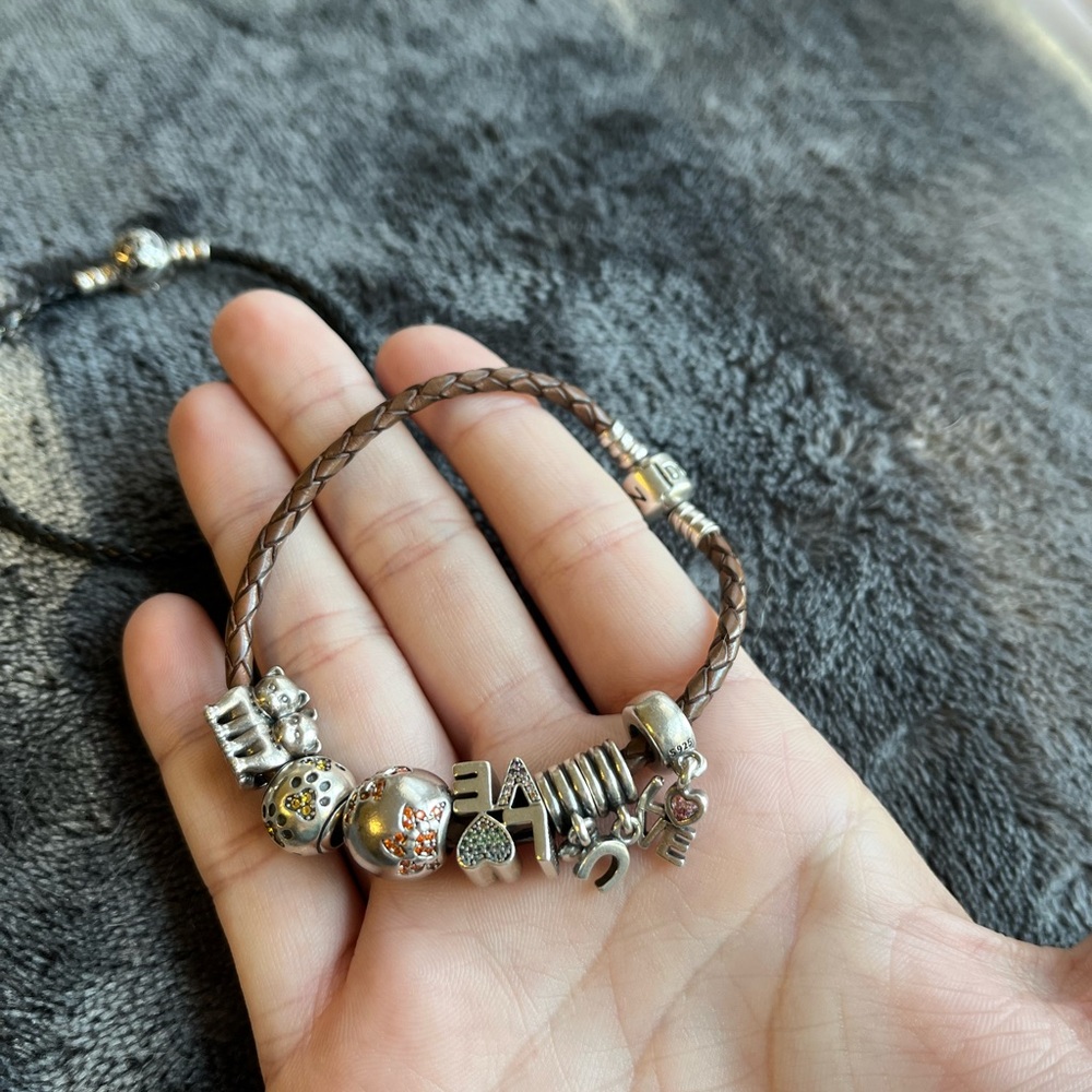 Pandora leather charm bracelets with charms